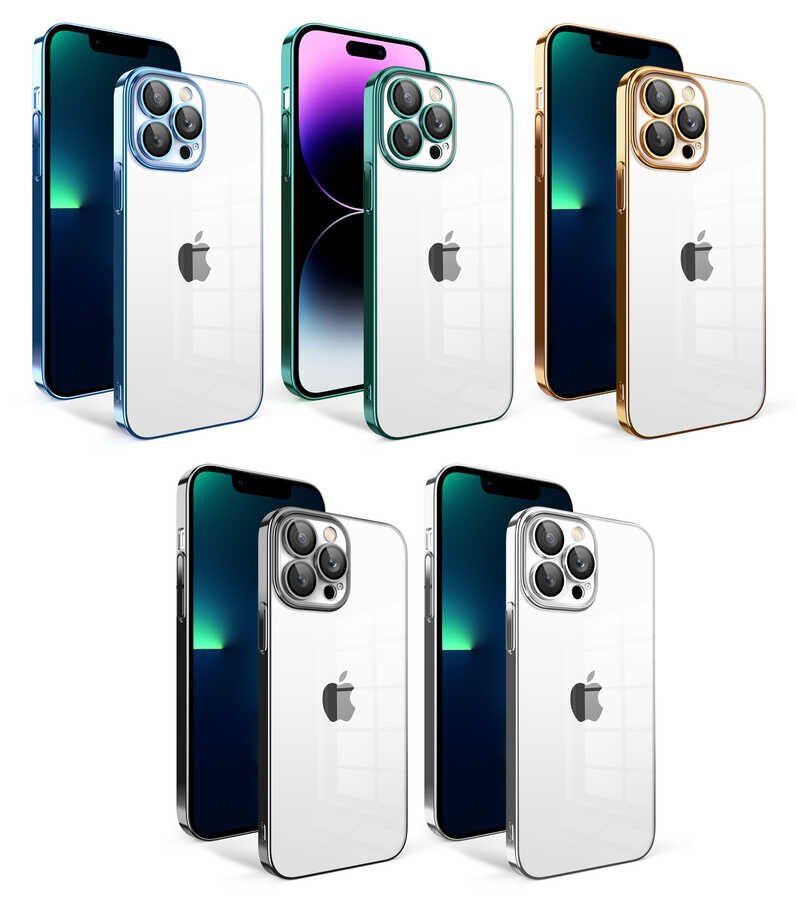 Apple iPhone 13 Pro Max Kılıf Kamera Korumalı Renkli Çerçeveli HEPTEKİLETİŞİM Garaj Kapak
