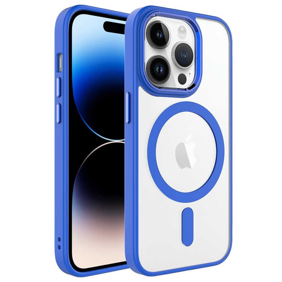 Apple iPhone 14 Pro Max Kılıf Wireless Şarj Özellikli HEPTEKİLETİŞİM Krom Magsafe Silikon Kapak