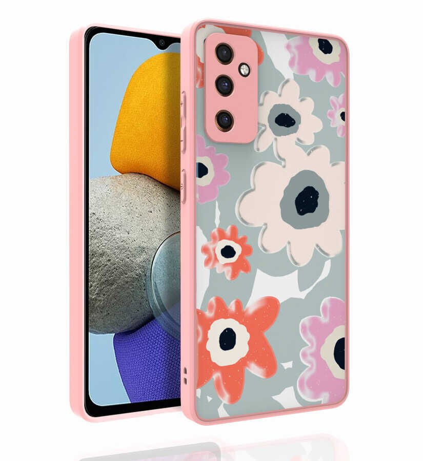 Samsung Galaxy M23 Kılıf Kabartmalı Kamera Korumalı Desenli Darbe Emici Renkli Kapak (Nora) NO5