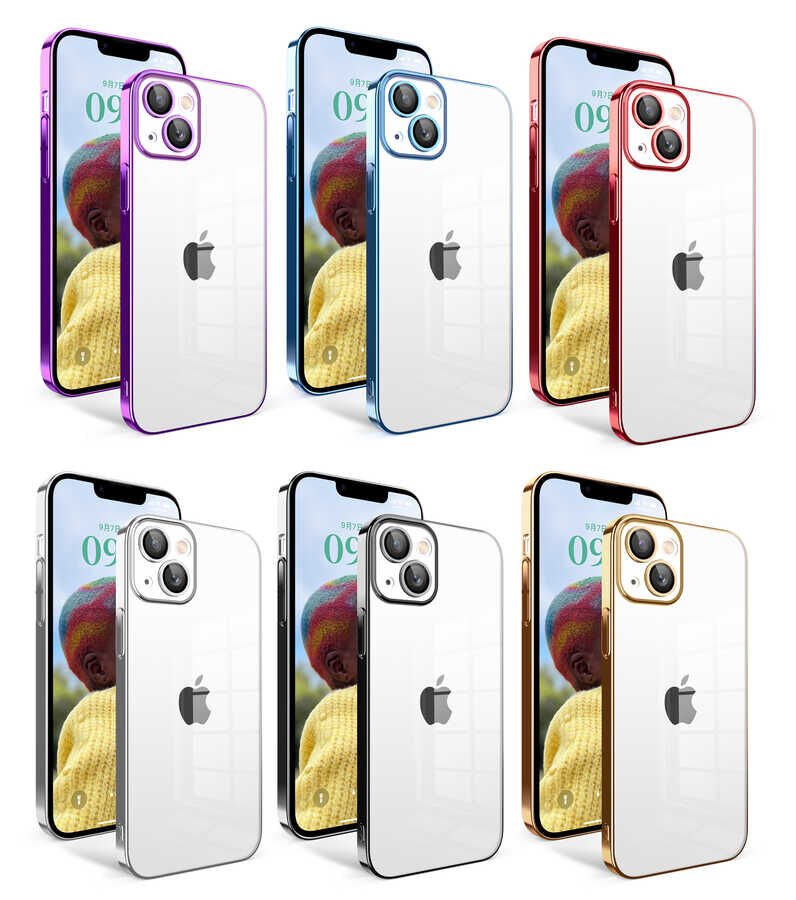Apple iPhone 14 Kılıf Kamera Korumalı Renkli Çerçeveli HEPTEKİLETİŞİM Garaj Kapak