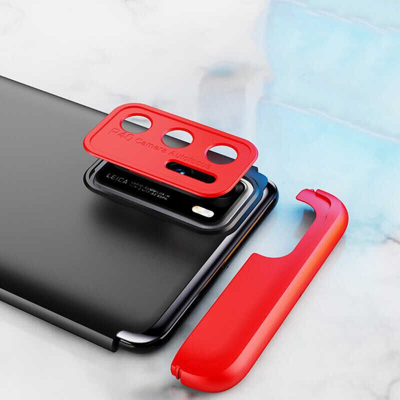 Huawei P40 Pro Kılıf 360 Tam Koruma Ön Ve Arka Sert Mika Kapak Orjinal Ays Gkk Kapak Mavi