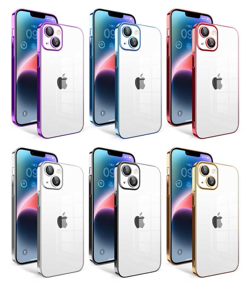 Apple iPhone 14 Plus Kılıf Kamera Korumalı Renkli Çerçeveli HEPTEKİLETİŞİM Garaj Kapak