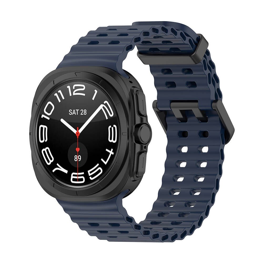 Samsung Galaxy Watch Ultra 47mm Tırtıklı Tasarım Silikon Kordon (KRD-118) Midnight Blue