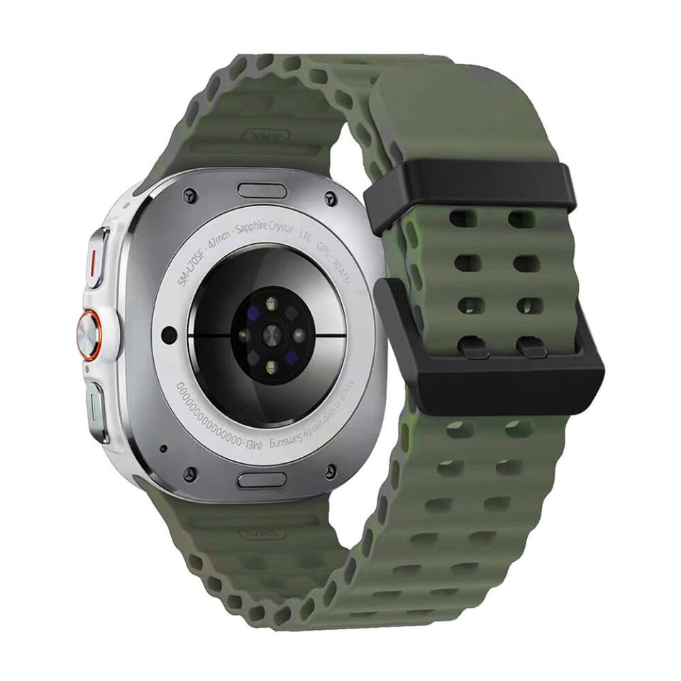 Samsung Galaxy Watch Ultra 47mm Tırtıklı Tasarım Silikon Kordon (KRD-118) Midnight Blue