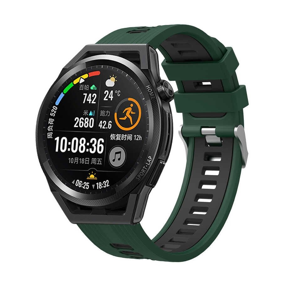 Xiaomi Amazfit Pace Silikon Kordon Esnek Yapılı Tasarım (KRD-55) Yeşil-Siyah