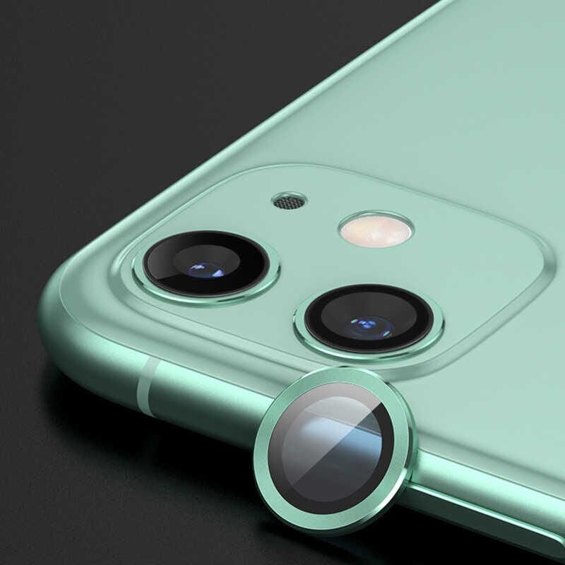 Apple iPhone 12 Mini Kamera Lens Koruyucu Renkli Tasarım Kolay Takma Aparatlı (CL-07) Açık Yeşil