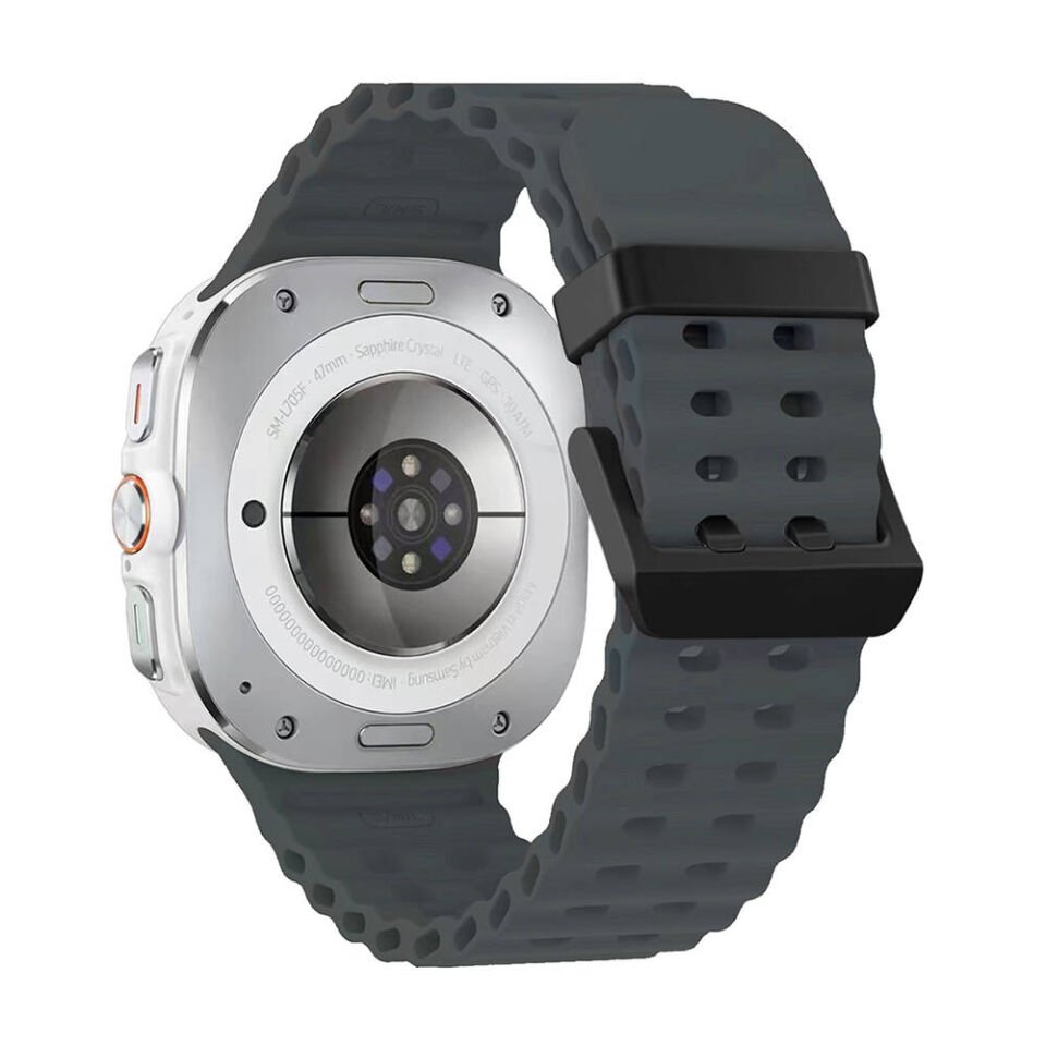 Samsung Galaxy Watch Ultra 47mm Tırtıklı Tasarım Silikon Kordon (KRD-118) Starlight