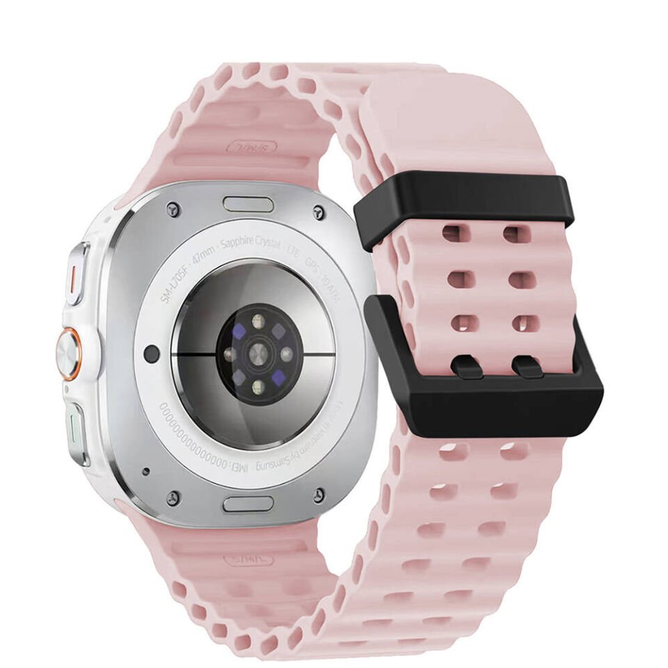 Samsung Galaxy Watch Ultra 47mm Tırtıklı Tasarım Silikon Kordon (KRD-118) Starlight