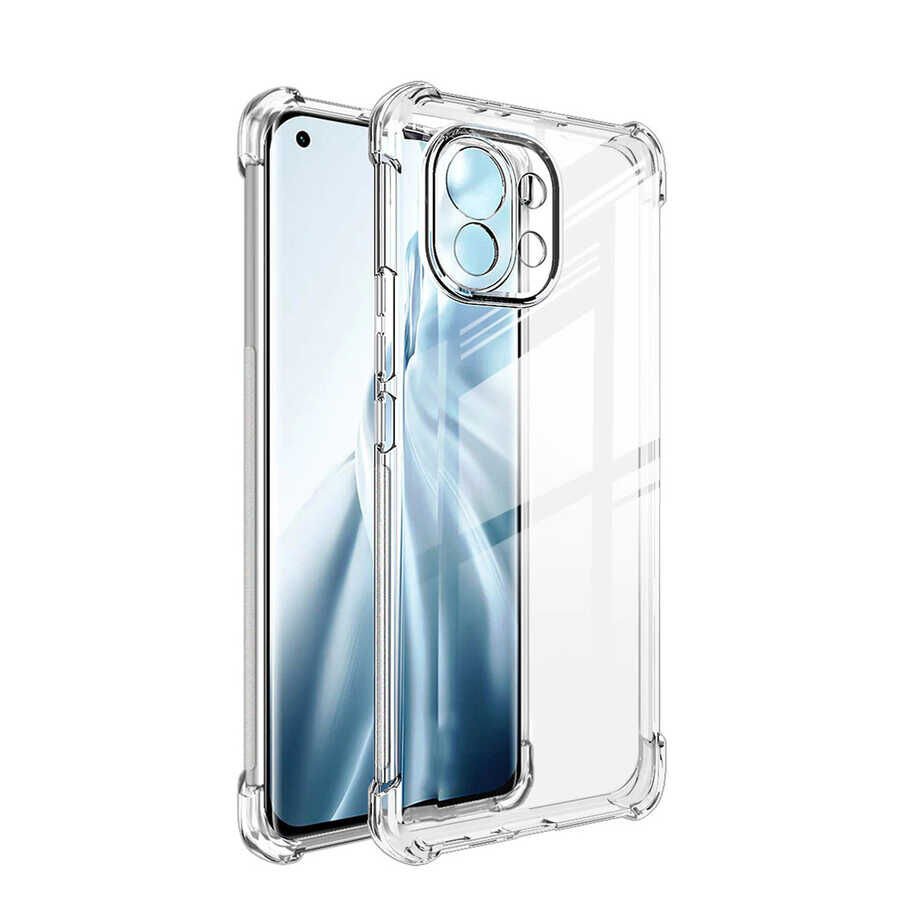 Xiaomi Mi 11 Lite Kılıf Antishock Darbe Emici Kamera Korumalı Şeffaf Silikon Kapak(K-ANTİ) Renksiz