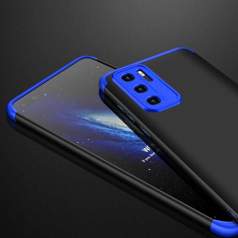 Huawei P40 Pro Kılıf 360 Tam Koruma Ön Ve Arka Sert Mika Kapak Orjinal Ays Gkk Kapak Siyah-Gri