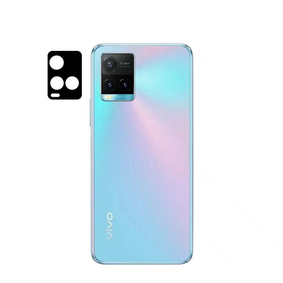 Vivo Y33S Kamera Lens Koruyucu Siyah Çerçeveli Korunaklı (3D K.C) Siyah