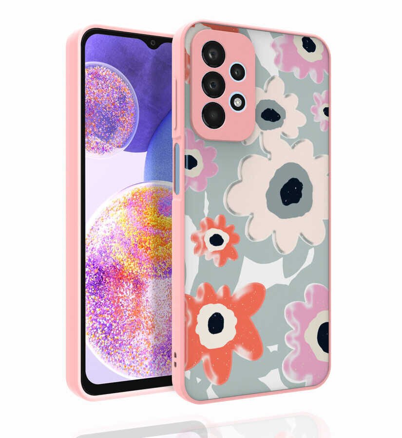 Samsung Galaxy A23 Kılıf Kabartmalı Kamera Korumalı Desenli Darbe Emici Renkli Kapak (Nora) NO5
