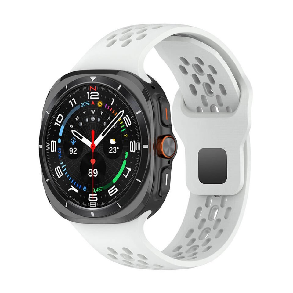 Samsung Galaxy Watch Ultra 47mm Delikli Tasarım Silikon Kordon (KRD-119) Beyaz