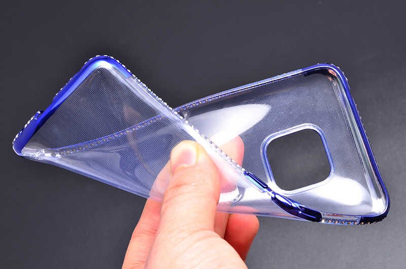 Huawei Mate 20 Pro Kılıf Zore Tek Sıra Taşlı Silikon