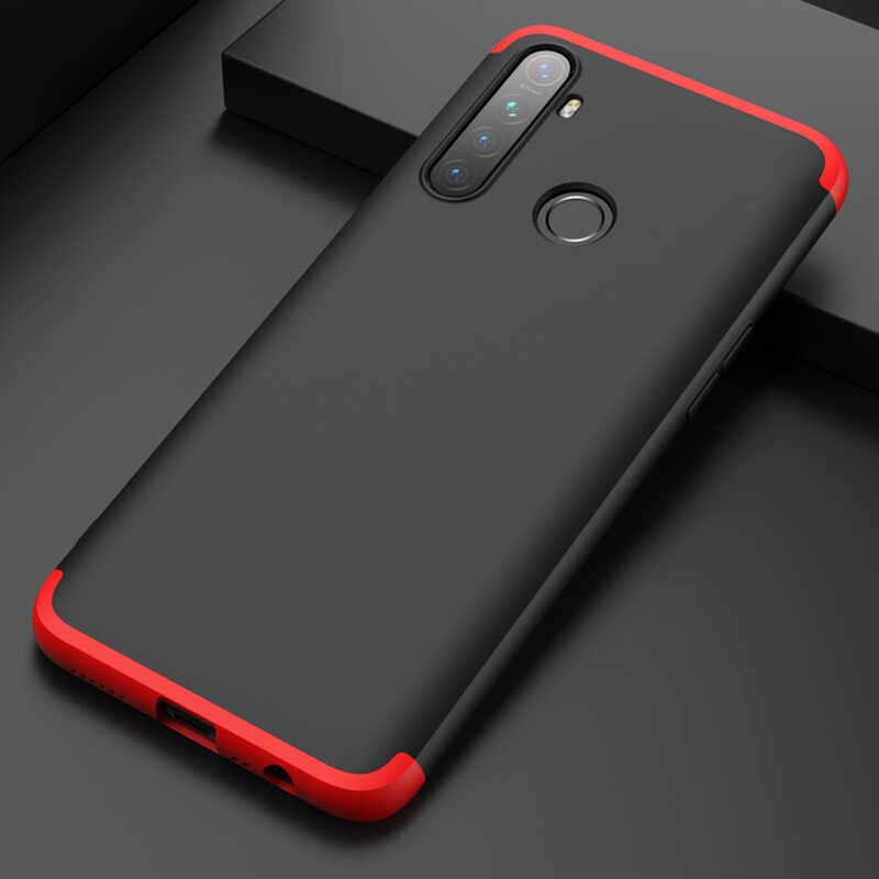 Realme 5 Kılıf 360 Tam Koruma Ön Ve Arka Sert Mika Kapak Orjinal Ays Gkk Kapak Siyah-Mavi