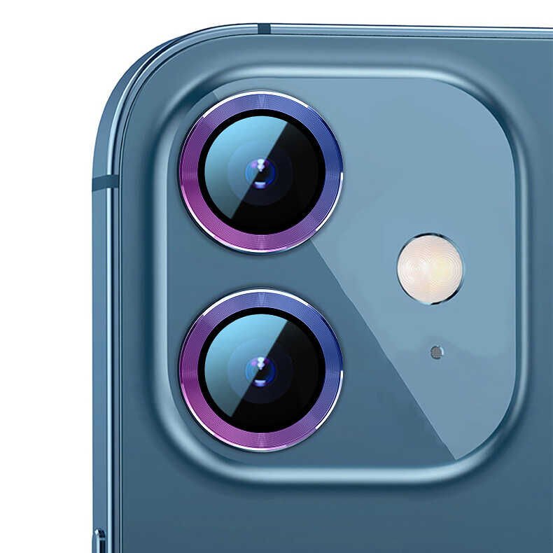 Apple iPhone 12 Kamera Lens Koruyucu Renkli Tasarım Kolay Takma Aparatlı (CL-07) Colorful