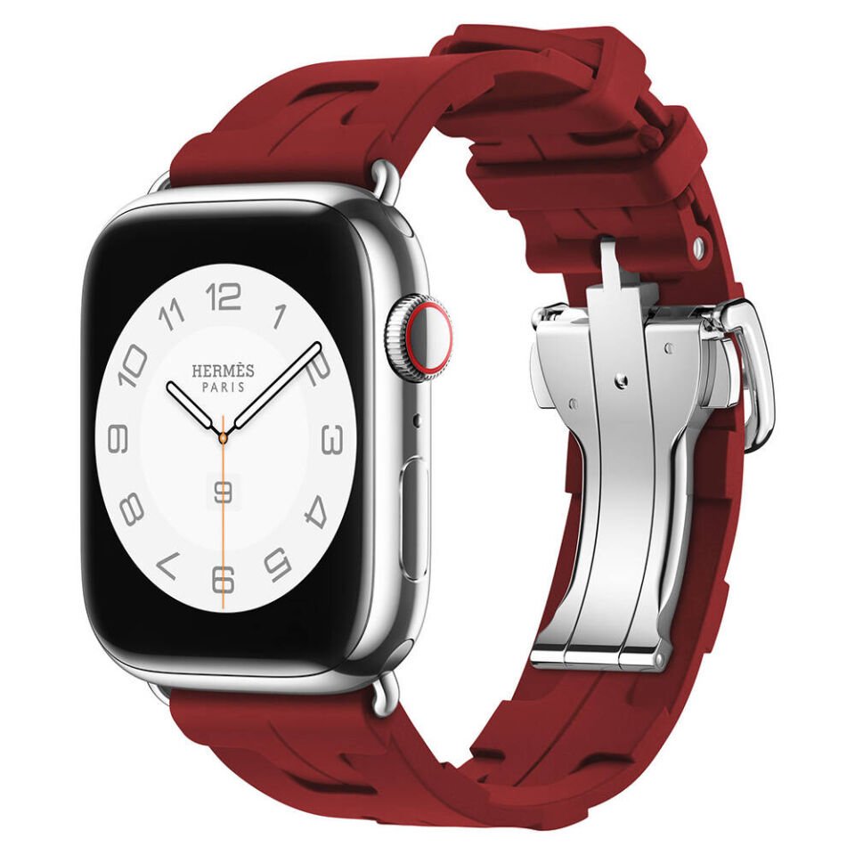 Apple Watch 2/3/4/5/6/7/8/9/se/ultra/nike 42mm 44mm 45mm 49mm Silikon Spor Tasarım (KRD-94) Turuncu