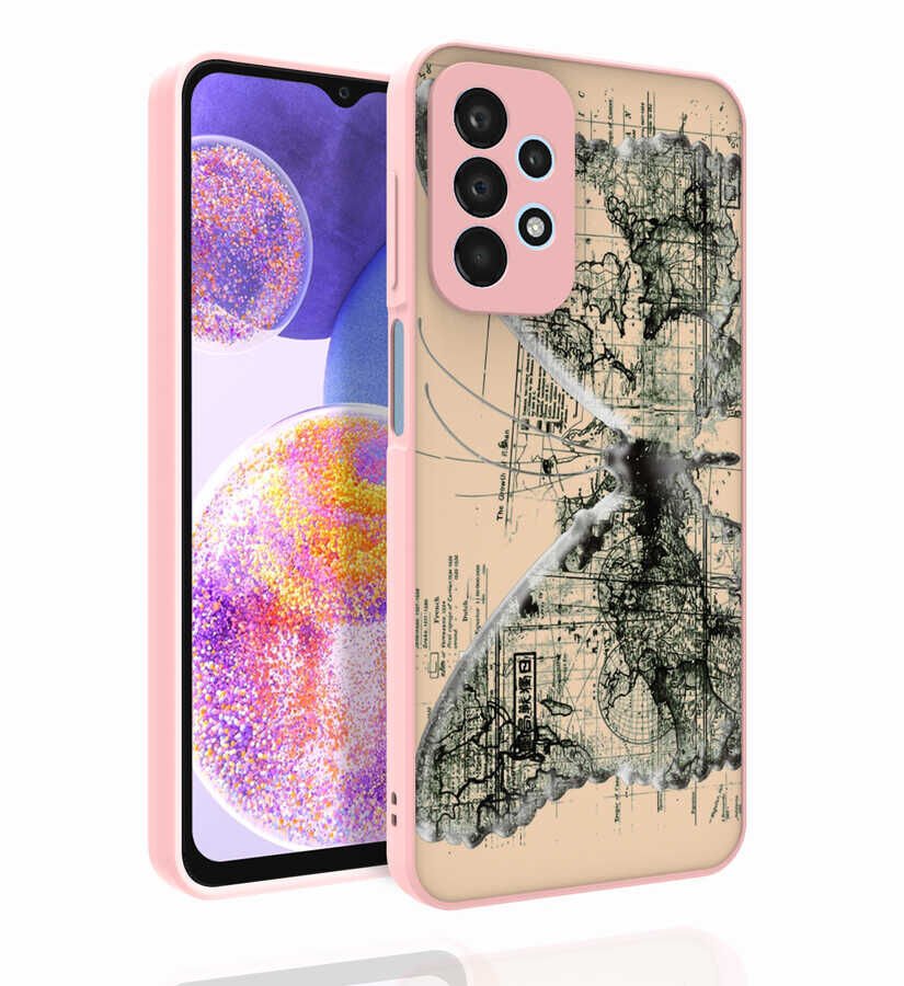 Samsung Galaxy A23 Kılıf Kabartmalı Kamera Korumalı Desenli Darbe Emici Renkli Kapak (Nora) NO4