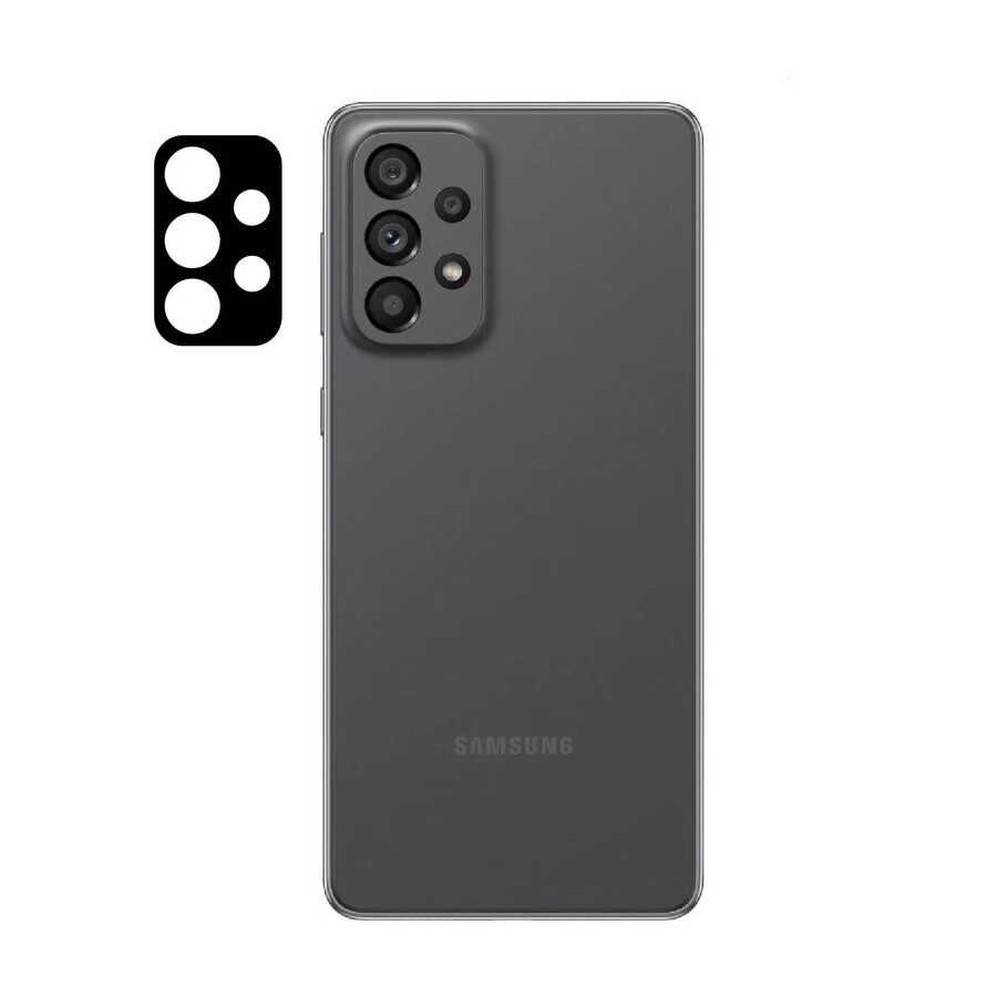 Samsung Galaxy A73 Kamera Lens Koruyucu Siyah Çerçeveli Korunaklı (3D K.C) Siyah