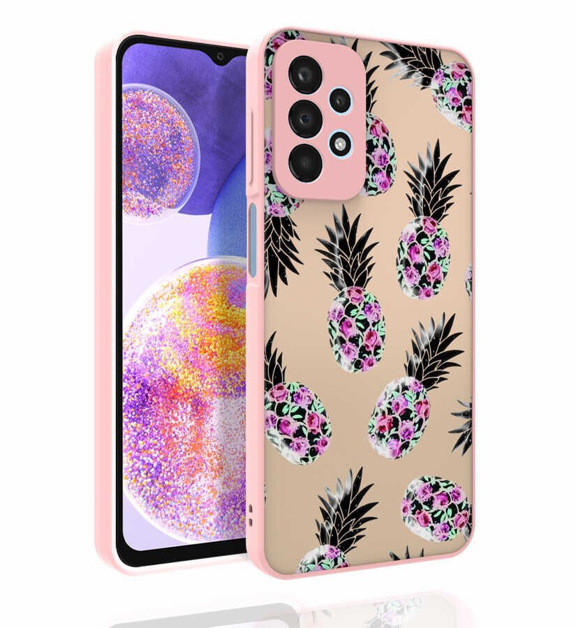 Samsung Galaxy A23 Kılıf Kabartmalı Kamera Korumalı Desenli Darbe Emici Renkli Kapak (Nora) NO1