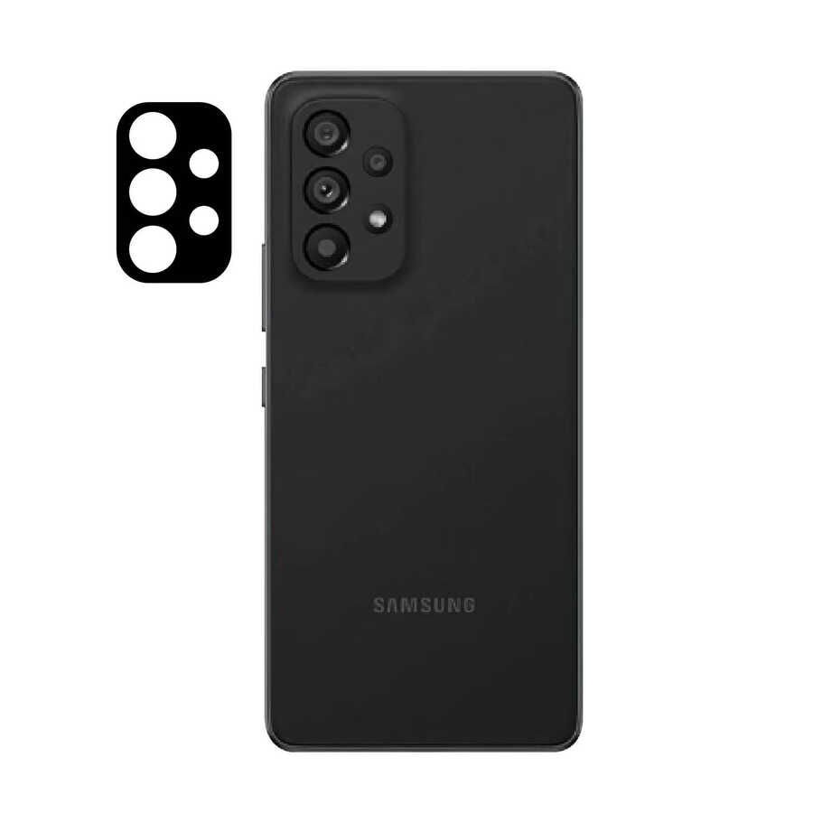 Samsung Galaxy A53 5G Kamera Lens Koruyucu Siyah Çerçeveli Korunaklı (3D K.C) Siyah