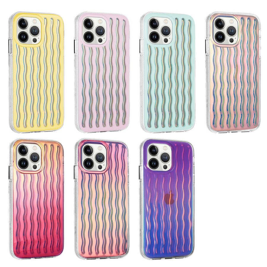 Apple  iPhone 12 Pro Kılıf Kamera Çıkıntılı Kabartmalı Dalgalı Transparan Parlak Kapak (İSMİRA) NO8