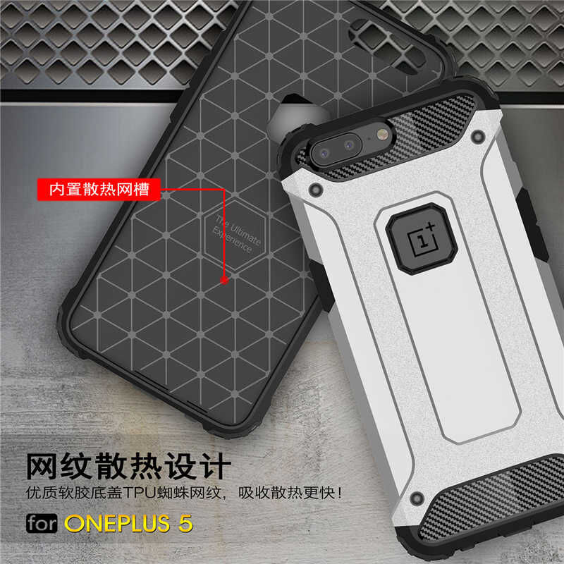One Plus 5 Kılıf Armor Köşe Korumalı Çift Katman Tank Zırh Kapak (CRASH) Gold
