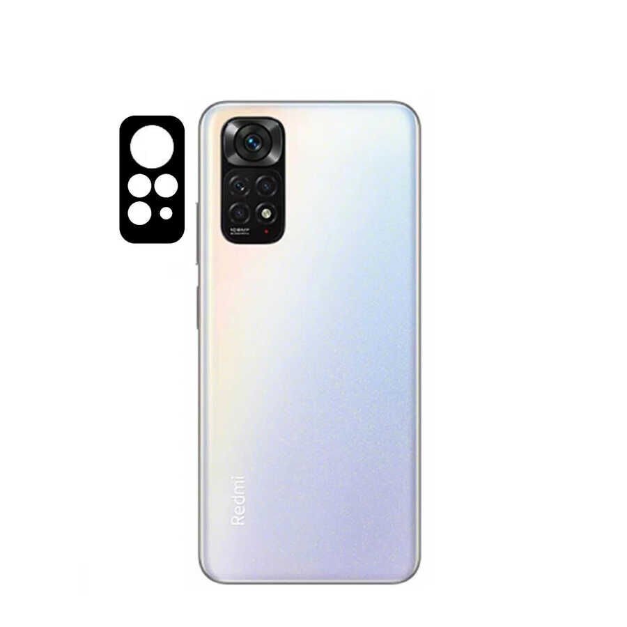 Xiaomi Redmi Note 11 Global Kamera Lens Koruyucu Siyah Çerçeveli Korunaklı (3D K.C) Siyah