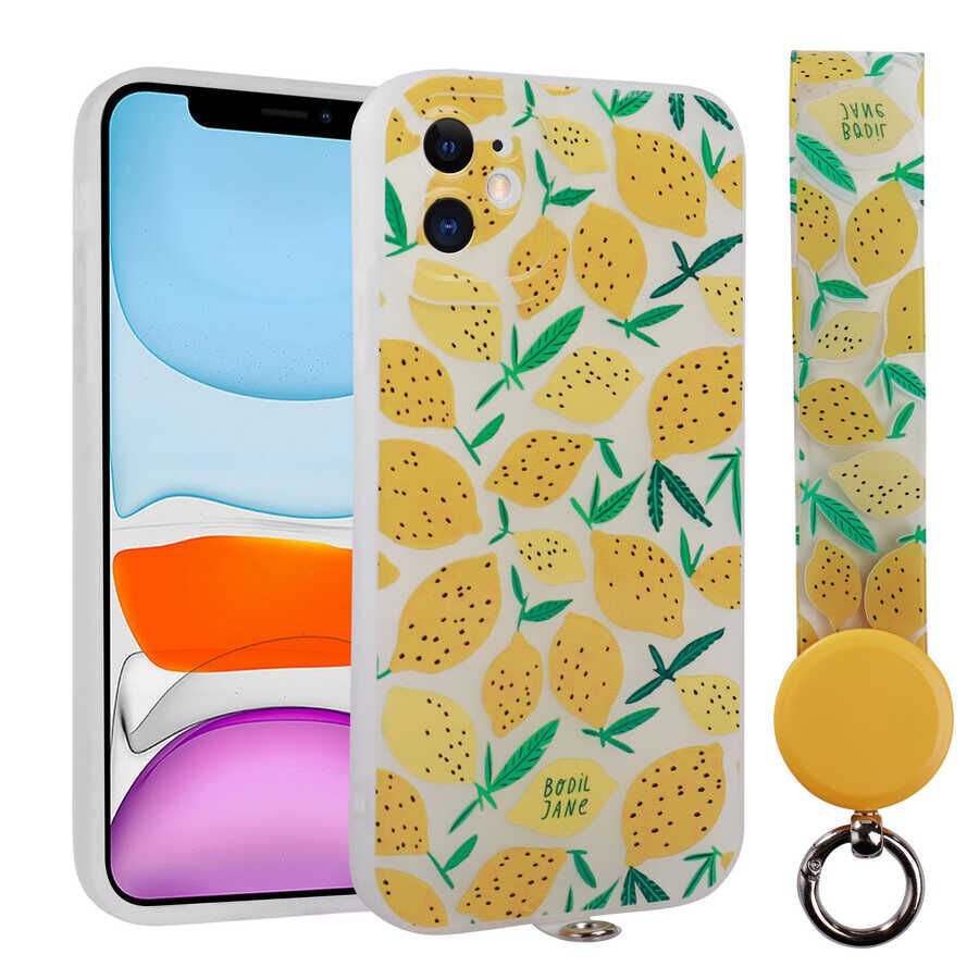 Apple iPhone 11 Kılıf Desenli El Askılı İpli HEPTEKİLETİŞİM Arte Silikon Kapak