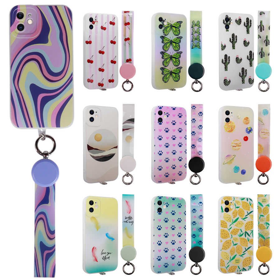 Apple iPhone 11 Kılıf Desenli El Askılı İpli HEPTEKİLETİŞİM Arte Silikon Kapak