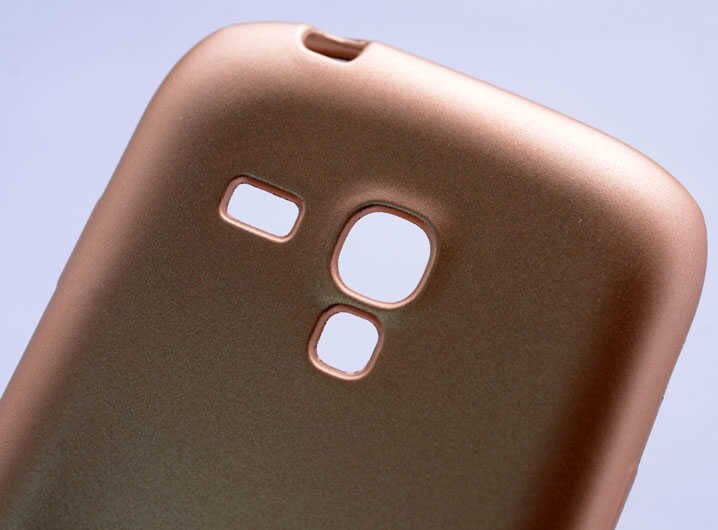 Samsung Galaxy S3 Mini Kılıf Yumuşak Dokulu Soft Esnek İnce Mat Renkli Silikon Kapak (PREMİER) Gold