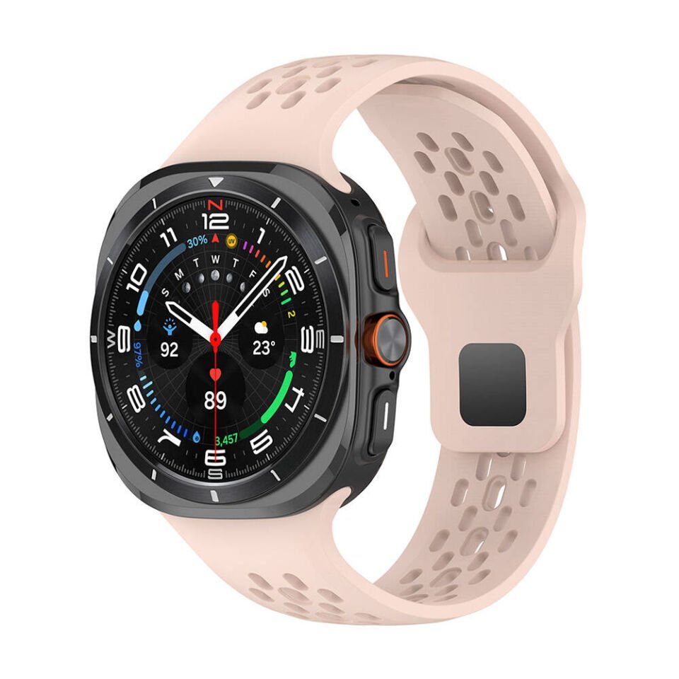 Samsung Galaxy Watch Ultra 47mm Delikli Tasarım Silikon Kordon (KRD-119) Pembe