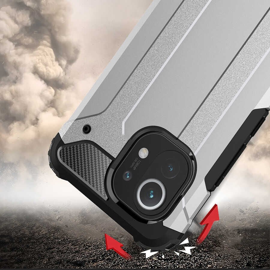 Xiaomi Mi 11 Kılıf Armor Köşe Korumalı Çift Katman Tank Zırh Kapak (CRASH) Mavi