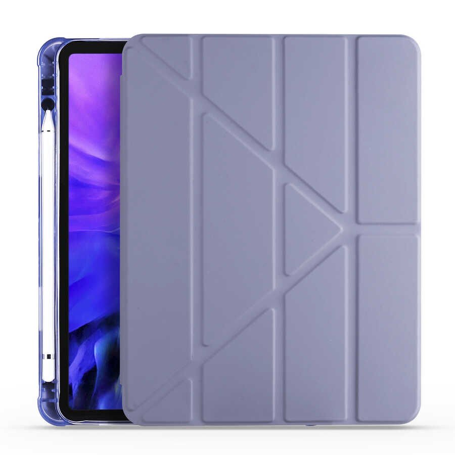 Apple iPad Air 10.9 2022 (5.Nesil) Kılıf HEPTEKİLETİŞİM Tri Folding Kalem Bölmeli Standlı Kılıf