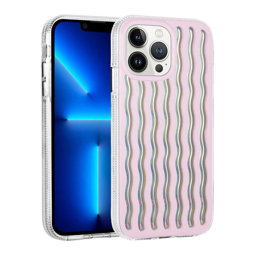 Apple  iPhone 12 Pro Kılıf Kamera Çıkıntılı Kabartmalı Dalgalı Transparan Parlak Kapak (İSMİRA) NO2