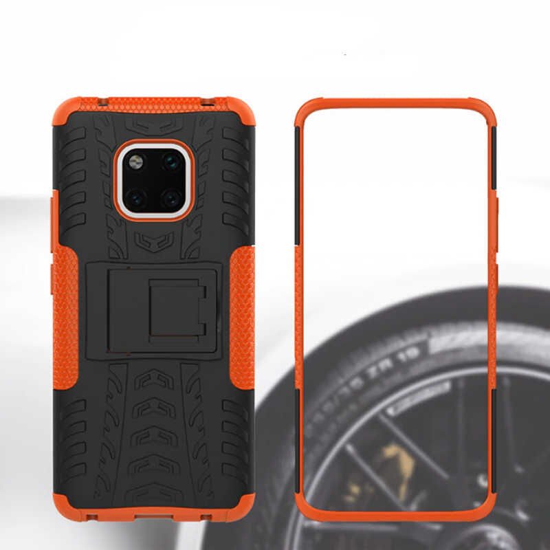 Huawei Mate 20 Pro Kılıf Standlı Korunaklı Silikon Kapak (hibrit) Siyah