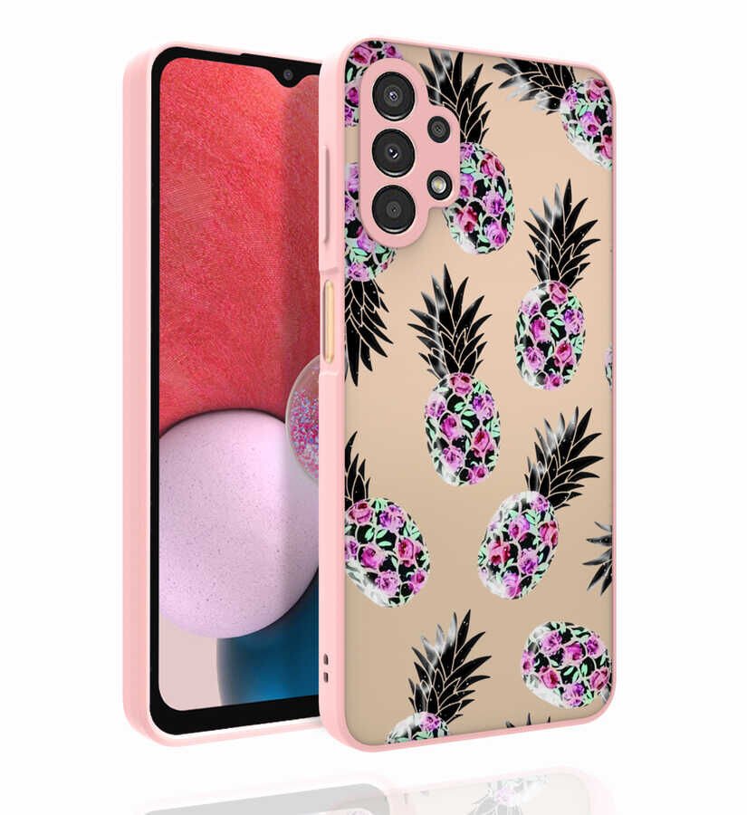 Samsung Galaxy A13 4G Kılıf Kabartmalı Kamera Korumalı Desenli Darbe Emici Renkli Kapak (Nora) NO1