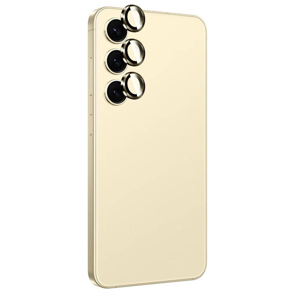 Samsung Galaxy S24 Titanium Kamera Lens Koruyucu Temperli Tam Kaplayan (Titanium Premium) Sarı