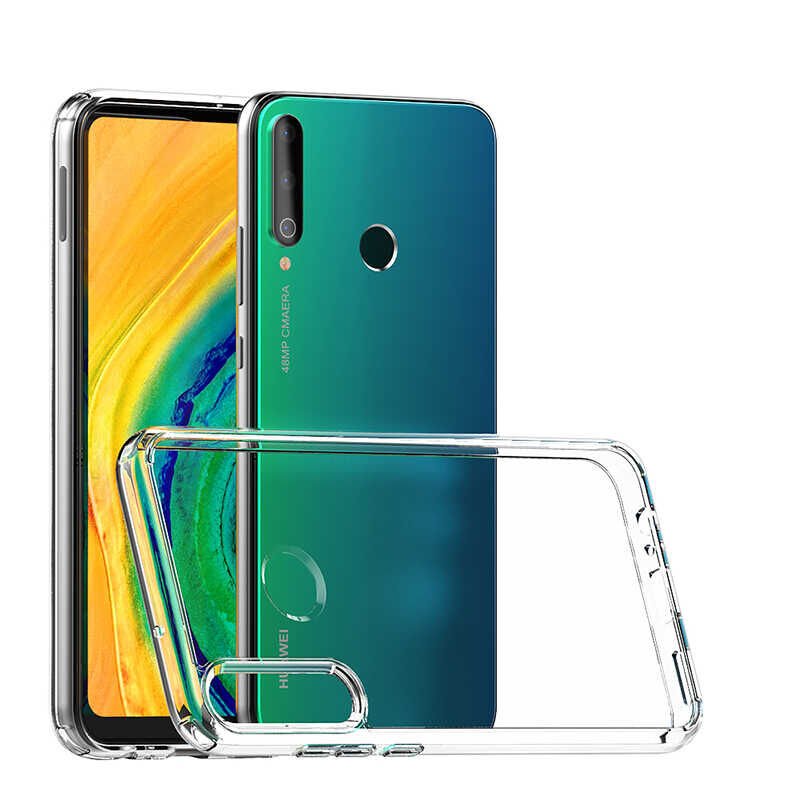 Huawei P40 Lite E Kılıf Kamera Çıkıntılı Şeffaf Darbe Emici Sert Silikon Kapak (COSS) Renksiz