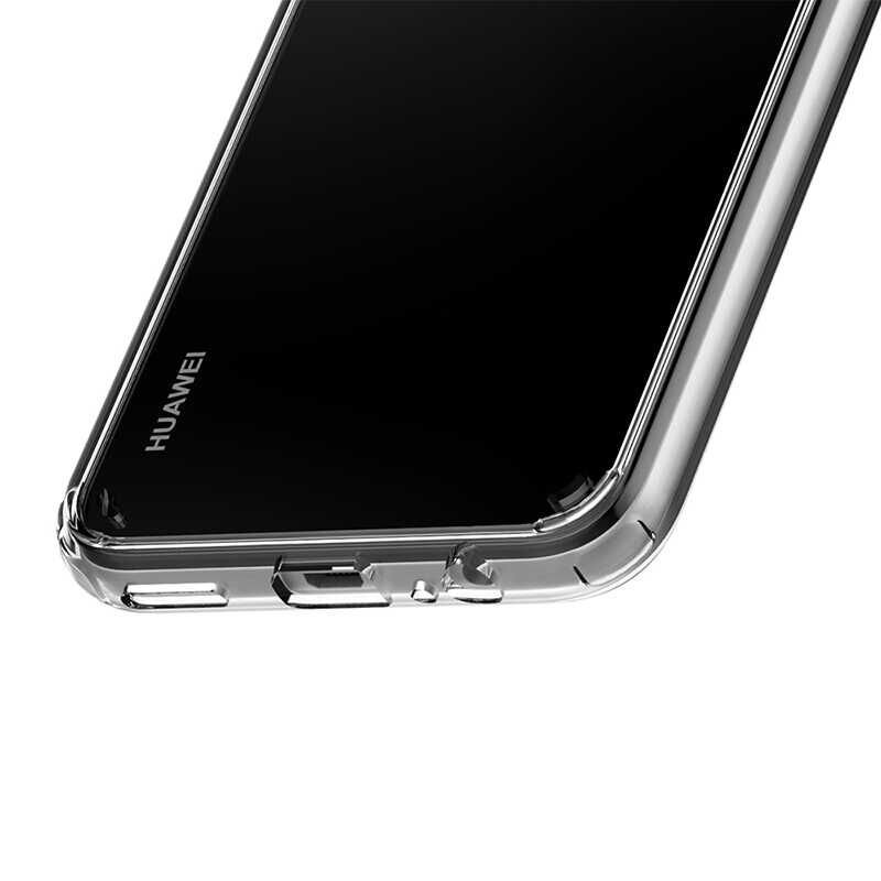 Huawei P40 Lite E Kılıf Kamera Çıkıntılı Şeffaf Darbe Emici Sert Silikon Kapak (COSS) Renksiz