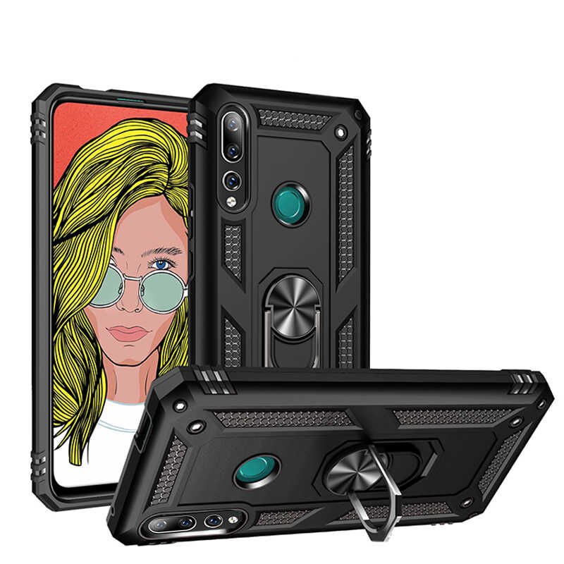 Huawei Y9 Prime 2019 Kılıf Tank Zırh Yüzüklü Mıknatıslı Standlı Kapak (VEGA) Rose Gold