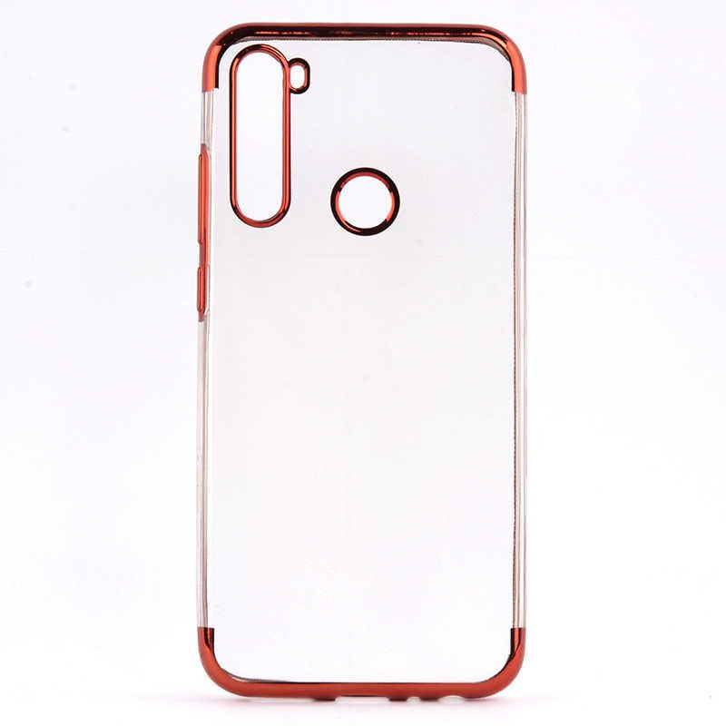 Xiaomi Redmi Note 8T Kılıf Dört Köşe Renkli Lazer Şeffaf Silikon Kapak (GLİTTER) Rose Gold