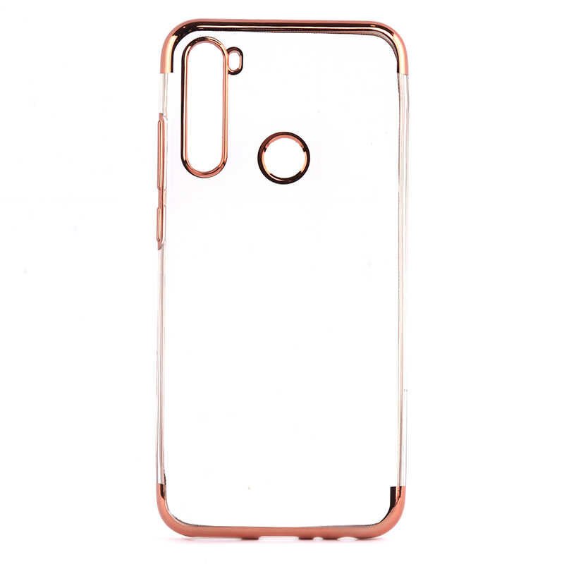 Xiaomi Redmi Note 8T Kılıf Dört Köşe Renkli Lazer Şeffaf Silikon Kapak (GLİTTER) Rose Gold