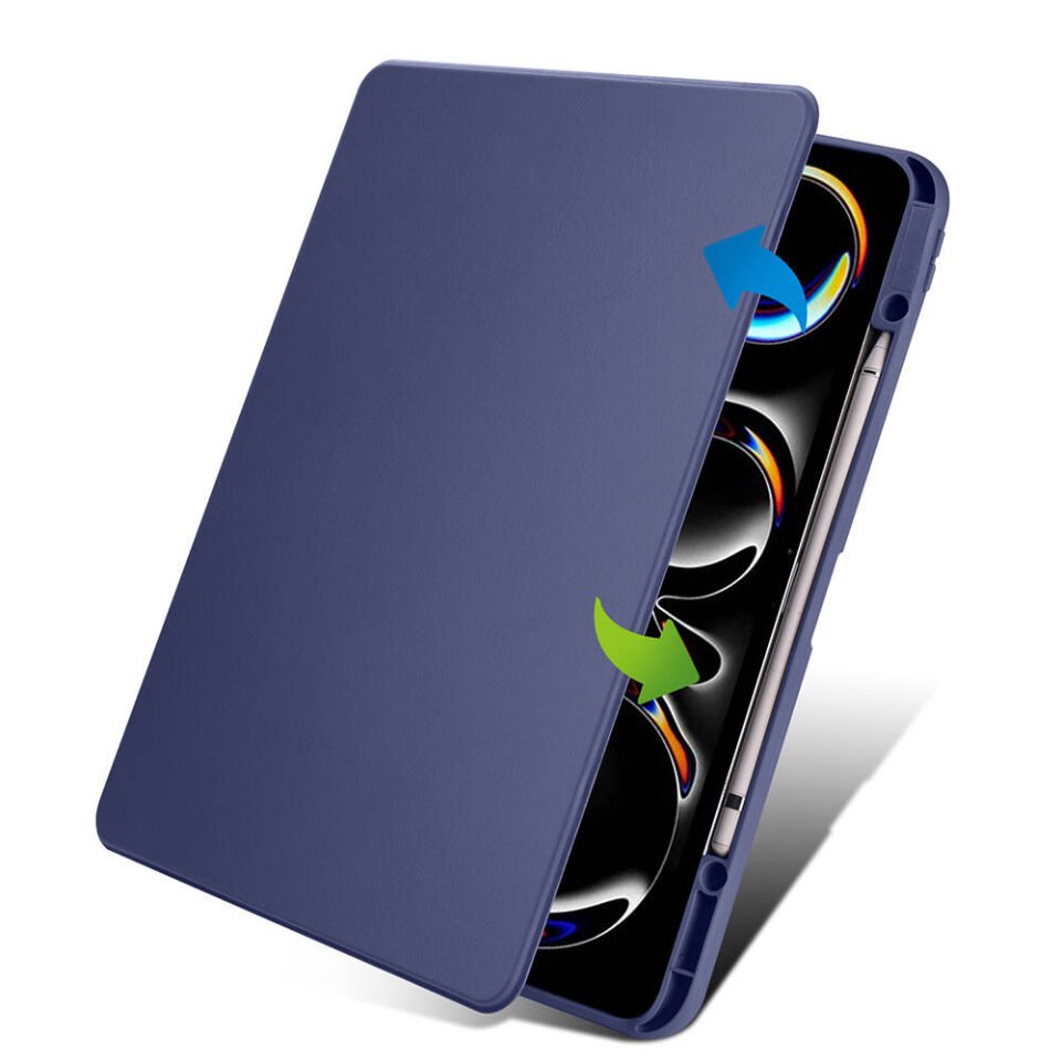 Apple iPad Pro 13 2024 Kılıf HEPTEKİLETİŞİM Termik Kalem Bölmeli Dönebilen Standlı Kılıf