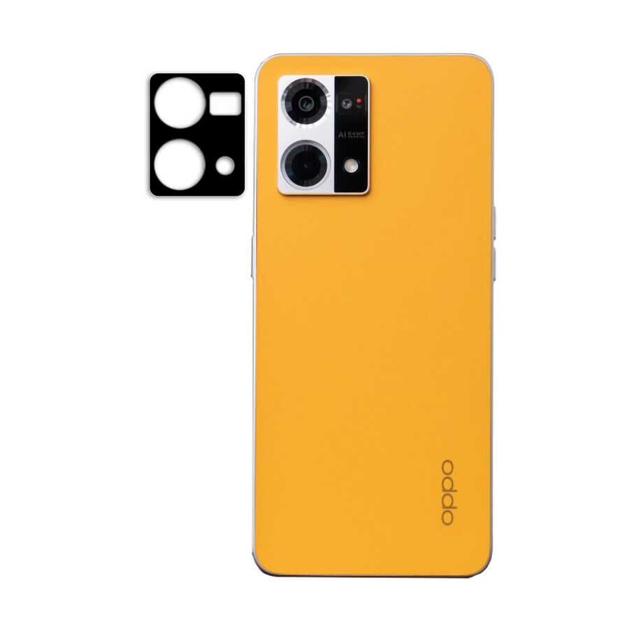 Oppo Reno 7 4G Kamera Lens Koruyucu Siyah Çerçeveli Korunaklı (3D K.C) Siyah