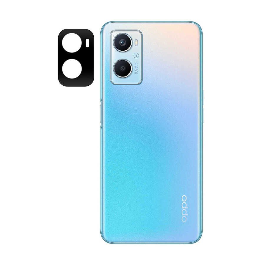 Oppo A76 Kamera Lens Koruyucu Siyah Çerçeveli Korunaklı (3D K.C) Siyah