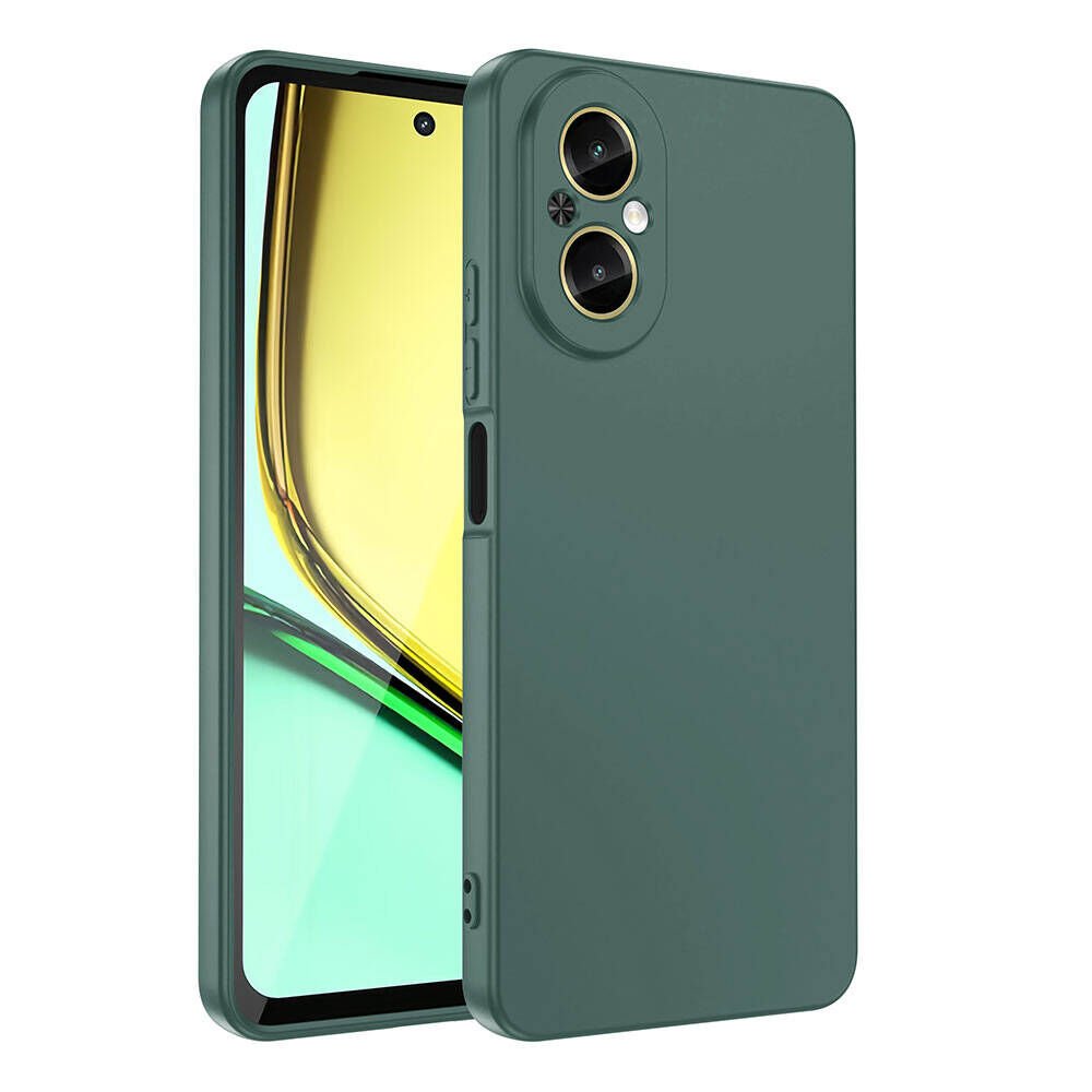Realme 12 Lite Kılıf Kadife İç Yüzey Yumuşak Dokulu Kamera Korumalı Kapak (MARA) Koyu Yeşil