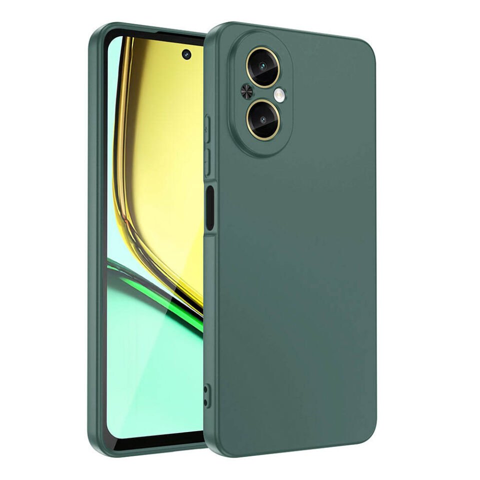 Realme 12 Lite Kılıf Kadife İç Yüzey Yumuşak Dokulu Kamera Korumalı Kapak (MARA) Koyu Yeşil