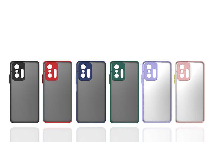 Xiaomi Mi 11T Pro 5G Kılıf Mat Kamera Korumalı Renkli Tuşlu Sert Silikon Kapak (HUX) Siyah