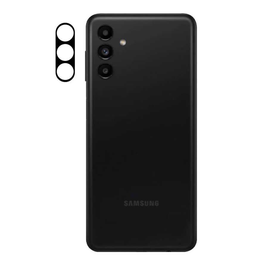 Samsung Galaxy A04S Kamera Lens Koruyucu Siyah Çerçeveli Korunaklı (3D K.C) Siyah